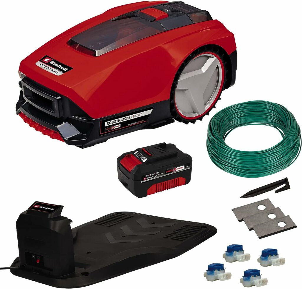Einhell FREELEXO 750 LCD BT+ Power X-Change Robotic Lawnmower (Lithium-Ion, Multi-Zone Mower, App Control via Bluetooth, Includes Installation Equipment for 750 m² + 3.0 Ah Battery)