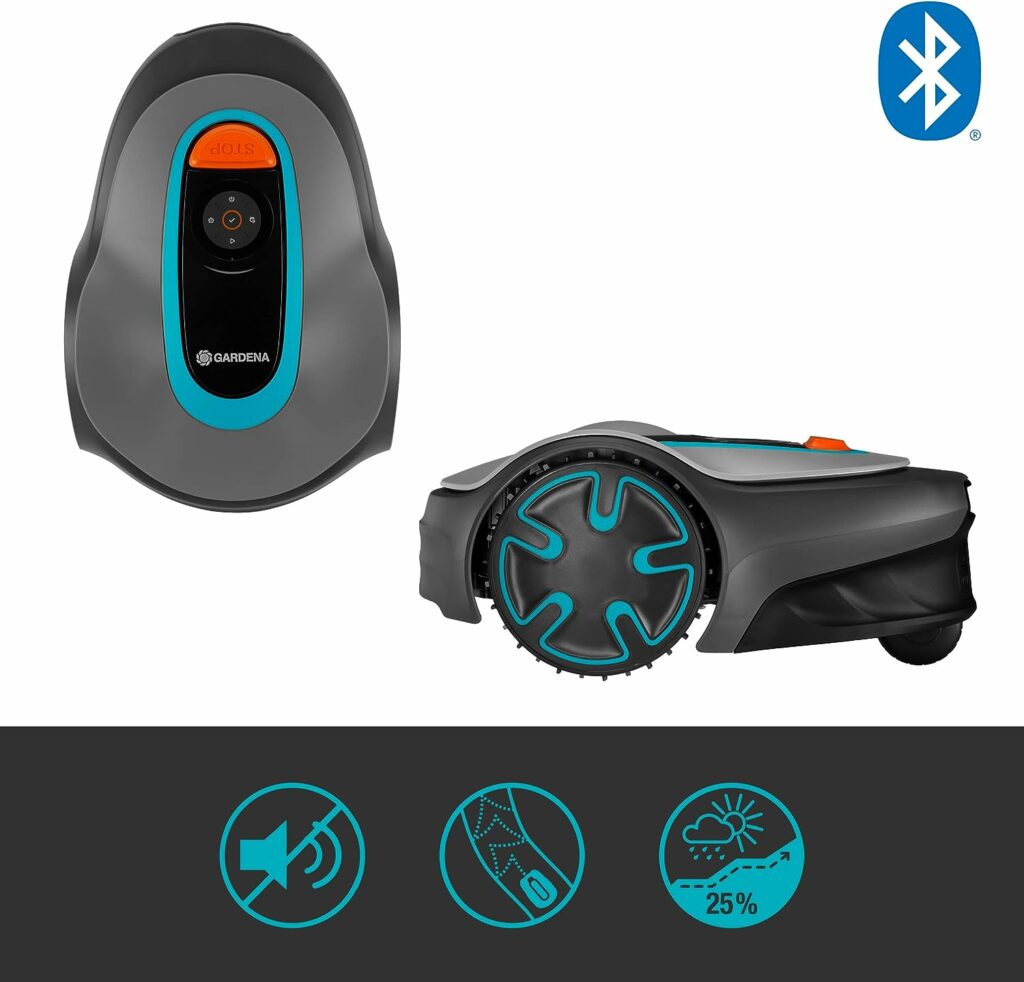 GARDENA SILENO minimo robotic mower 250 m²: intelligent lawn mower with optimal connectivity, programmable with GARDENA Bluetooth® app, DE version (15201-20)