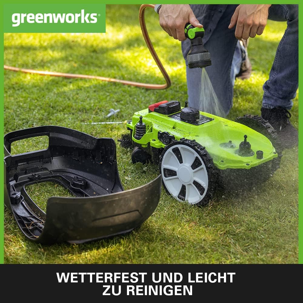 Greenworks Optimow S Lawnmower Robot for Lawns up to 300 m2 with 30% Gradient, Extremely Quiet, Bluetooth App Controlled, Advanced Security Functions, Anti-Theft Protection