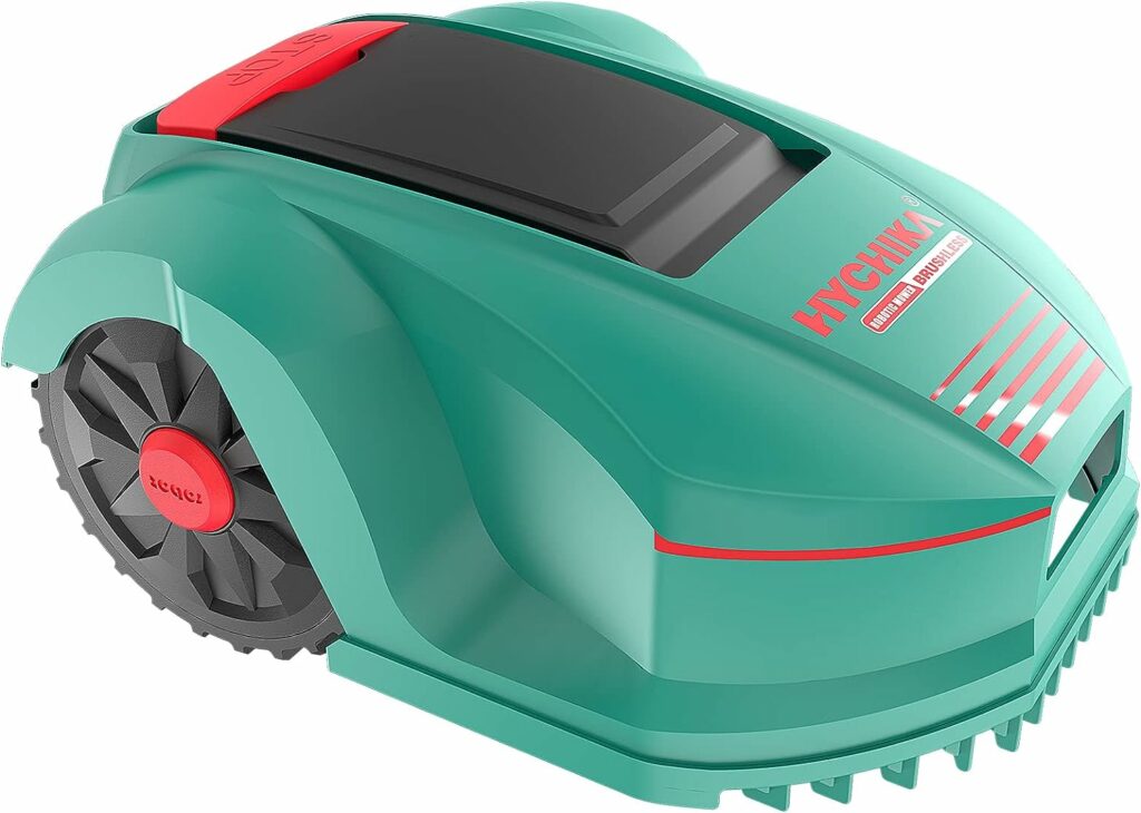 Hychika Robot Lawnmower 24 V, Automatic Lawn Mower for 800 m² Lawn Area, Up to 28° Incline, Cutting Height 22-55 mm, 20 cm Cutting Width Robot Lawn Mower