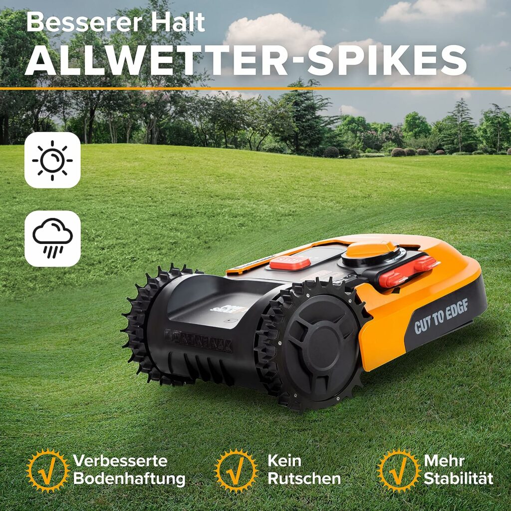 Rasenroboter Mähroboter Spikes Traktionsverbesserung Premium Black Worx Landroid S und M FÜR noch mehr Grip Garten Rasenmäher