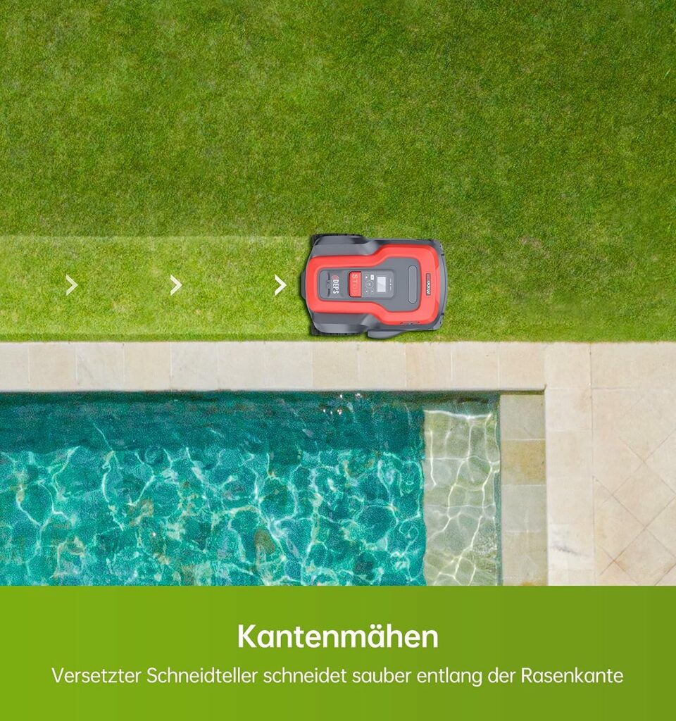 RoboUP Robotic Lawnmower for Surface 500 m² without Boundary Wire with Virtual Boundary Determination, Object Detection and Route Planning