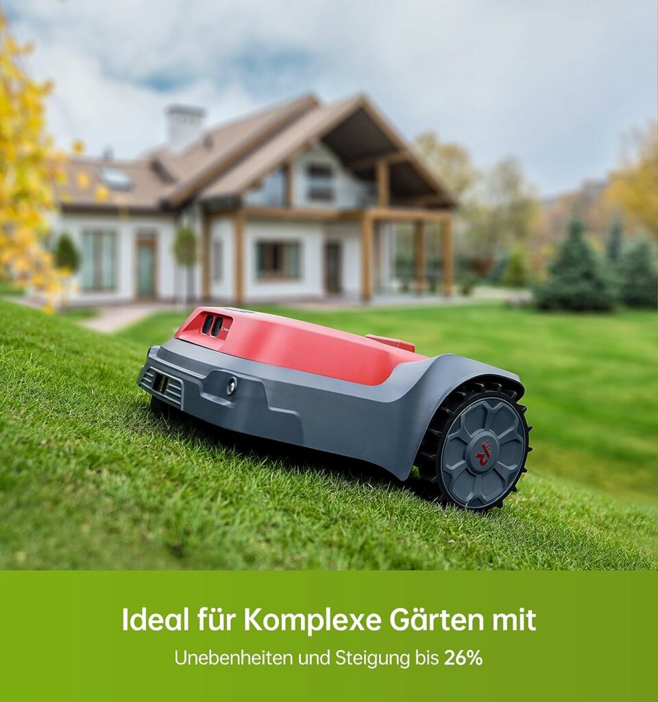 RoboUP Robotic Lawnmower for Surface 500 m² without Boundary Wire with Virtual Boundary Determination, Object Detection and Route Planning