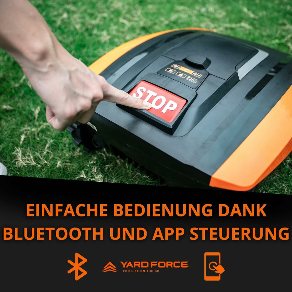 Yard Force FORCE EasyMow 260B Robotic Lawnmower up to 260 m² - Self-Propelled Robot Lawnmower, Easy Operation, Bluetooth and App Control, 30% Incline and 20 V / 2.0 Ah Lithium-Ion Battery, 260 M² M²