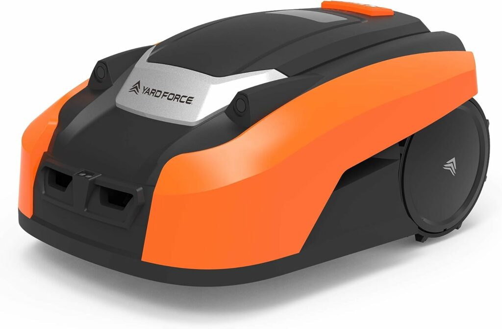 Yard Force X50i Robotic Lawnmower up to 500 m², Automatic Lawn Mower Robot with Wi-Fi Connection, App Control, iRadar Ultrasonic Sensor, Edge Cutting Function and Brushless Motor, Black/Orange